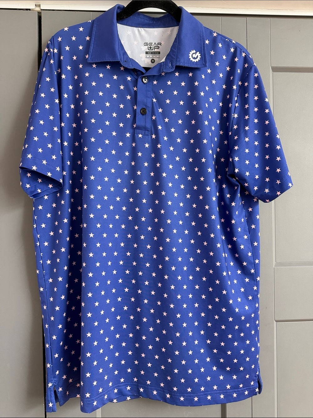 Men’s Gear Up Blue Star-Print Golf Polo